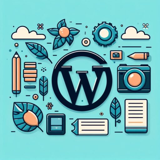 WordPress logo. Stilizēts DALL-e attēls par mājas lapu izstrādi.
